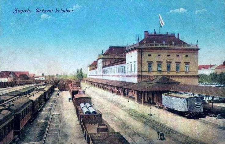 Glavni kolodvor 1900-ih godina, kolorirana razglednica